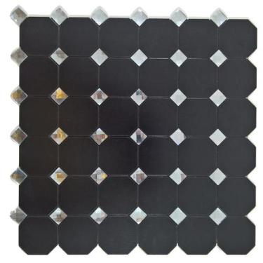 Imagem de Pastilha Adesiva Aluminio Decoração Banheiro Cozinha Preto/D - NeoBlue