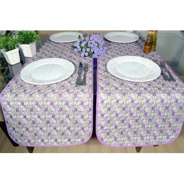 Imagem de Caminho de Mesa Matelado - Flores em Lilás - Arte & Tear