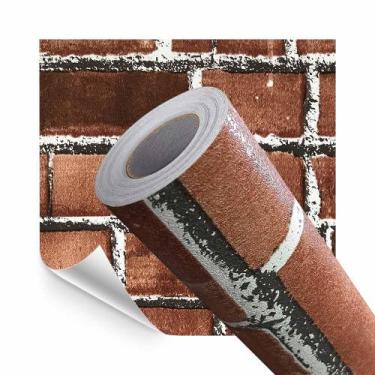 Imagem de Papel de Parede Adesivo Lavavel Tijolo Rustico Vermelho 280x60cm - Ope