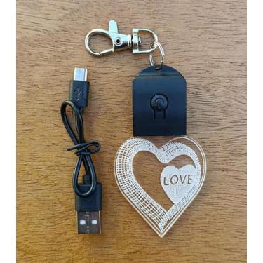 Imagem de Chaveiro Coração Personalizado Acrílico com Led RGB 7 Cores - LUALKI S