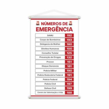 Imagem de Números de Emergência Banner Escolar Pedagógico 80x50cm - Plimshop