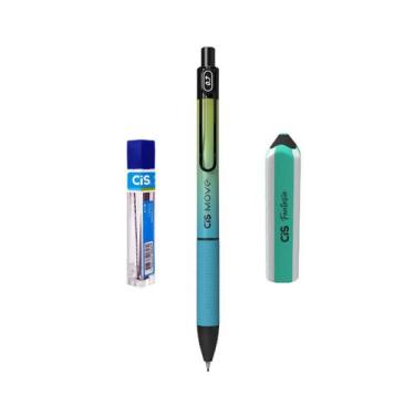 Imagem de Kit Lapiseira Move 0.7 Verde/Azul+Grafite+ Borracha Lápis VD - CIS