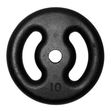 Imagem de Anilha 10 kg Furo 31mm Ferro Fundido Pintado Preto Exercícios Em Casa 