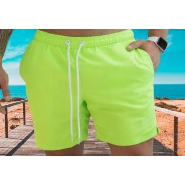 Imagem de Short Masculino Mauricinho Neon Tactel Moda Praia Neymar Bermuda Verão