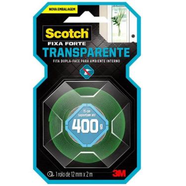 Imagem de Fita Fixa Forte 12mm x 2m  Transparente  3m