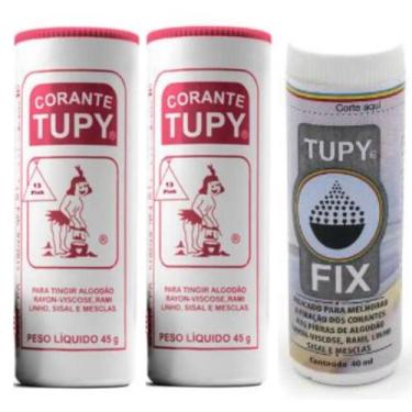 Imagem de Corante Tupy 02 + 1 Fixador Tupy Fix para Tingir Roupa KIT, Pink