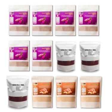 Imagem de Kit 12 Un Farinha Batata Doce Polpa Laranja, Roxa e Beterraba Pó 5.550