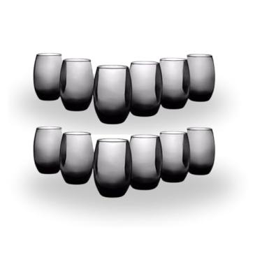 Imagem de Jogo 12 Copos Vidro Suco Agua Aruba 465Ml Nadir Figueiredo Cinza Fumê