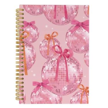Imagem de ANIANG Caderno espiral retrô moderno, diário elegante, decoração de coquete 14 x 21 cm, 164 páginas, pautado na faculdade, caderno rosa divertido para escritório, material escolar, adolescentes e