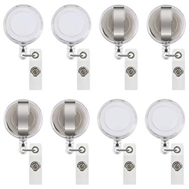 Imagem de 50 pçs porta-chaves retrátil carretel de crachá para pendurar porta-chaves com nome do cartão de identificação (branco claro)