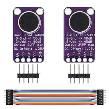 Imagem de DAOKI Placa amplificadora de microfone MAX9814 AGC, 2 peças, controle de ganho automático para Arduino com fio de salto