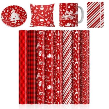 Imagem de Lucky Goddness Folhas de tinta de transferência infusíveis de alce de Natal - papel de sublimação para camisetas canecas sacos, 8 peças/conjunto, 30,48 cm x 30,48 cm