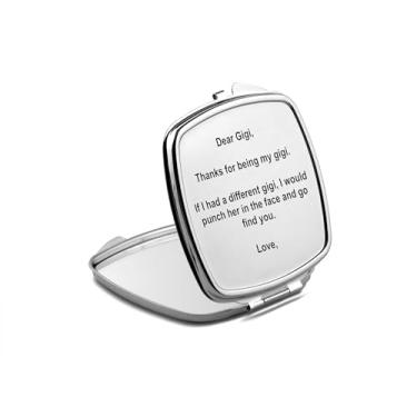 Imagem de SpreadPassion Dear Gigi Espelho compacto, espelho fotográfico, espelho de maquiagem de viagem, espelho pequeno de mão, espelho de bolso portátil, ideia de aniversário (1, quadrado)