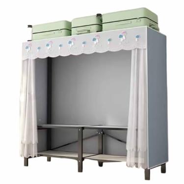 Imagem de Guarda-roupa Armário push-pull, estrutura de aço dobrável, sem instalação, guarda-roupa simples, quarto, armário de pano reforçado armário