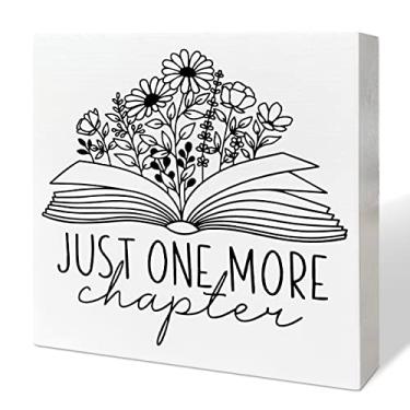 Imagem de RJYMK Decoração de Mesa para Amantes de Livros, Caixa de Madeira, Sinal, Apenas Mais Um Capítulo, Decoração de Nerd para Leitores de Livros, para Casa, Quarto, Escritório, Leitor d (, Um)