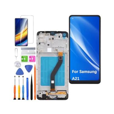 Imagem de Substituição de tela para Samsung A21 com moldura para Samsung A215U A215U1 S215DL A215W Display LCD Touch Digitalizador Assembléia com ferramentas de peça de reparo (não serve para A21s)