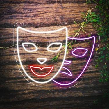 Imagem de Painel Neon Led Máscaras Carnaval Festa Balada Instagramável - OntheLi