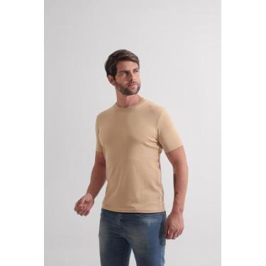 Imagem de Camiseta Masculina Básica Anti-Odor Slim Algodão Pima Peruano, Bege, G