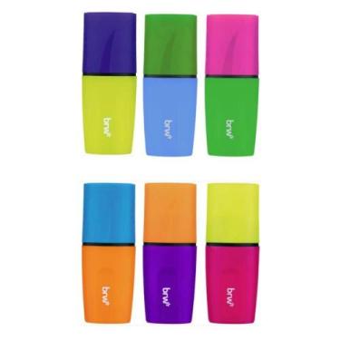 Imagem de Kit Marca-Texto Mini Neon c/cheiro de frutas com 6 unidades BRW