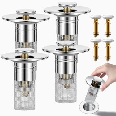 Imagem de SNYZU Tampa De Pia De Banheiro, Coletor De Cabelo, Tampa De Ralo De Pia Pop-Up Com Cesta De Filtro De Aço Inoxidável Removível, Coletor De Cabelo Para Substituição De Tampa De Pia De Pia Universal D