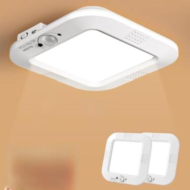 Imagem de ANOTEK Luminária De Teto Com Sensor De Movimento, Luz De Teto Recarregável Operada Por Bateria, Luz De Armário Sem Fio Com Controle Remoto, Luz De Chuveiro Led Para Banheiro, Escadas, Garagem, Corre