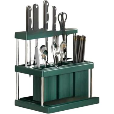 Imagem de Porta-utensílios que economizam espaço com bandeja removível para coleta de água, organizador e escorredor de cortadores de cozinha, vários designs e cores (UMA)