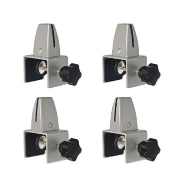 Imagem de Jhanw Braçadeira de suporte de proteção contra espirros para painel de 0,6 cm a 2,5 cm de espessura, braçadeira vertical ajustável de alumínio, pacote com 4 braçadeiras de suporte para divisória de