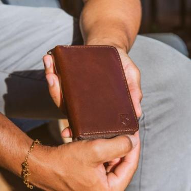 Imagem de Carteira Masculina Sanfonada Zíper Couro RFID RG CNH Cédulas - Kraus, 