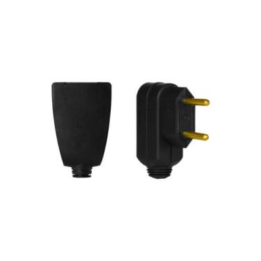 Imagem de Kit Plug 2P Pb Femea Axial + Plug Macho 2P 10A Pial Legrand