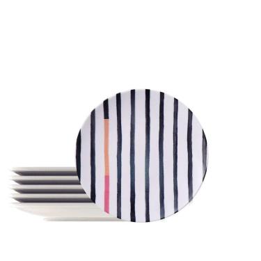 Imagem de Kit Prato Sobremesa Tramontina Street Em Porcelana Decorada 21 Cm 06 Peças Tramontina