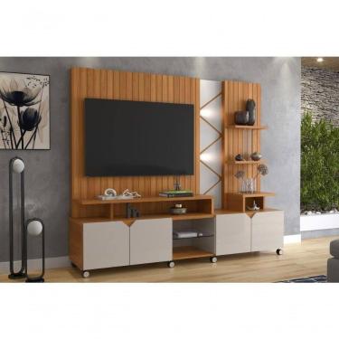 Imagem de Home Cross Frisado Painel Para Tvs Até 55`` 4 Portas Jequitiba-off White Perolizado Lukaliam