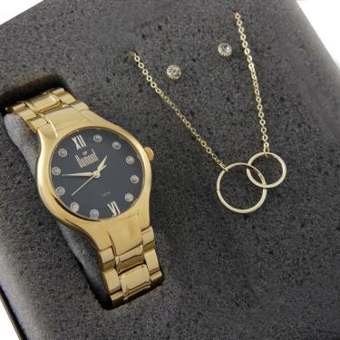 Imagem de Relogio Dumont Feminino Dourado + Kit  Du2035lob/K4p