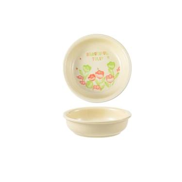 Imagem de Conjunto de pratos criativos em estilo japonês, utensílios de mesa de cerâmica para uso doméstico, tigela de sopa de arroz - prato pendente de 10 cm - esmalte amarelo