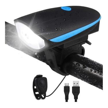 Imagem de Farol Bicicleta Bike Com Buzina Usb Lanterna Recarregável