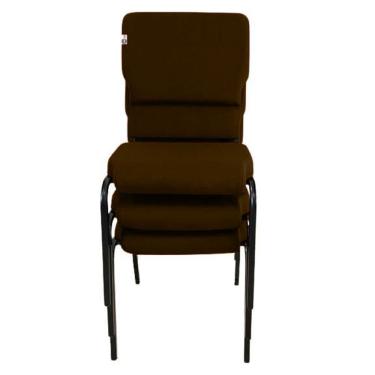 Imagem de 03 Cadeiras Empilhável para Igrejas Evangélicas Linha Church Marrom