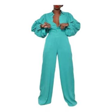 Imagem de N0285-Macacão Feminino Pantalona Plus Size Longo Chique Social M21 - X