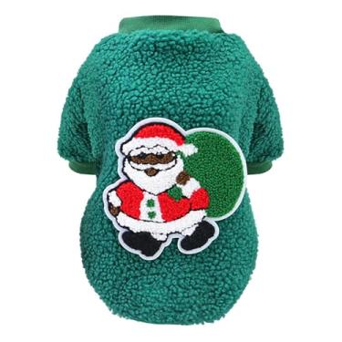 Imagem de Izefia Suéter de cachorro fantasia de cachorro roupas de Natal presente lã cachorro suéter de lã inverno pijama quente Natal pai rena árvore cachorro suéter para cachorro pequeno cão médio gato Noel