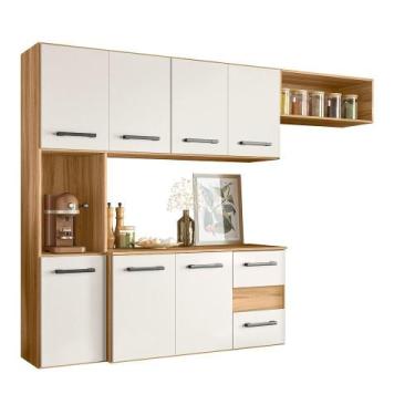 Imagem de Armário Cozinha Compacta Suspensa C/ Balcão 7 Portas 2 Gavetas Juliete