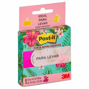 Imagem de Bloco Adesivo Post-it Para Levar 76x76mm 90 Folhas 3M Rosa Neon