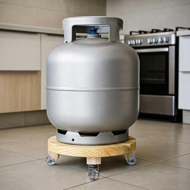 Imagem de Suporte Para Botijão De Gás Rustico Vasos Plantas Com Rodinha - Beto M