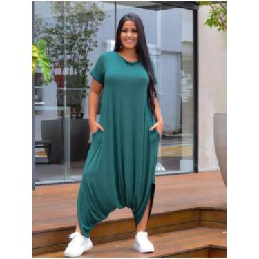 Imagem de Macacão Longo Feminino Saruel Viscolycra Folgadinho Cargo - estacaomix