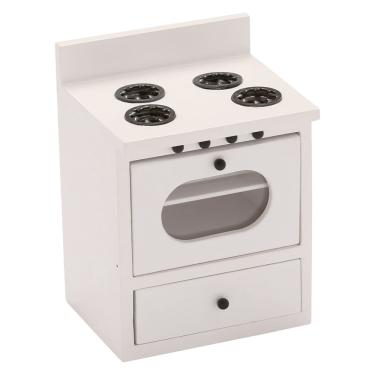 Imagem de Armário de fogão de cozinha Dollhouse Inusitus 1/12 Scale branco