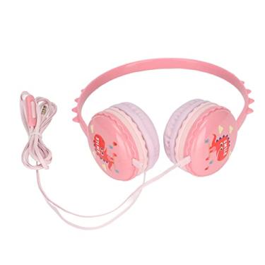 Imagem de Entatial Fone de ouvido infantil de dinossauro, 3,5 mm Jack Kids Headband confortável botão de mudo ajustável com microfone para tablets PC (rosa)
