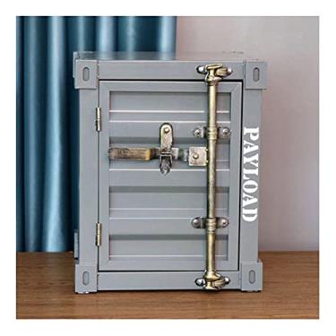 Imagem de ZHDLdpUS Armário de armazenamento de metal estilo industrial, mesa lateral de ferro recipiente vintage, armário de roupas criativo, loja de escritório doméstico, 15 cores (cor: cinza-1, tamanho: 40 x