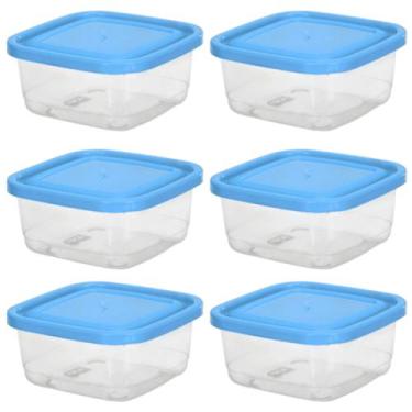 Imagem de Jogo 6 potes quadrado 1300ml transparente com tampa BPA free - ERCAPLA