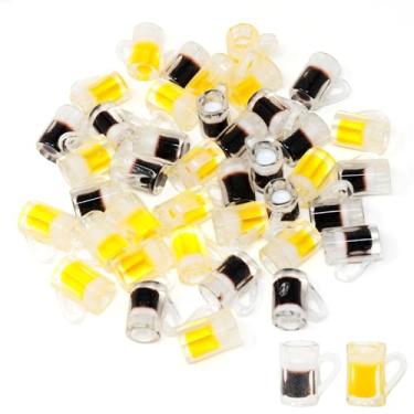 Imagem de Honbay 40 peças de plástico para casa de bonecas, copo de cerveja, miniatura, artificial, resina, bebida, caneca, pingente, talheres, enfeite de pendurar para colar, brinco, pulseira, chaveiro, joias