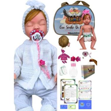Imagem de Bebê reborn boneca menina realista silicone olhos fechados loira + ace
