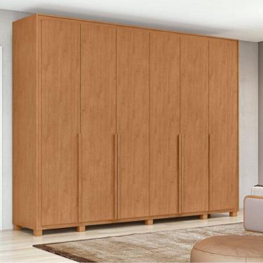 Imagem de Guarda Roupa Casal Ambiente Imperatore 6 Portas Amêndoa Clean com Kit Sapateira e Pés – Lopas