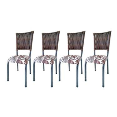 Imagem de Conjunto Kit 4 Cadeiras Craquelado Em Junco - Jaddi Moveis