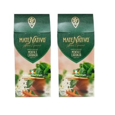 Imagem de 2 Erva Mate Chimarrão MATE NATIVO MENTA E LARANJA 500g
